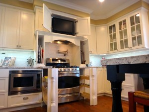 TV, tray dividers and spice rack pullouts with decorative turning